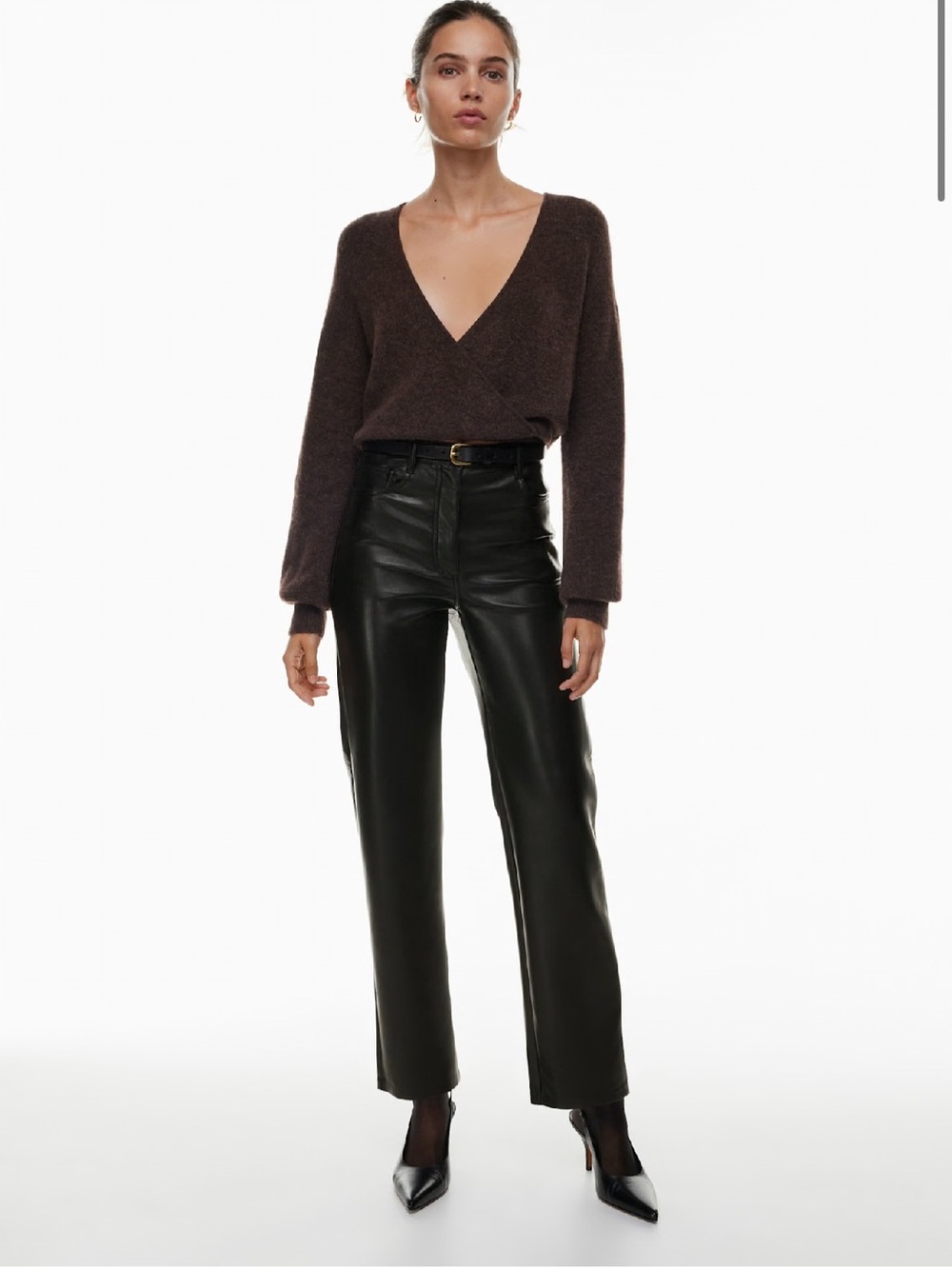 Wilfred Black Faux Leather Straight-Leg Melina Pants